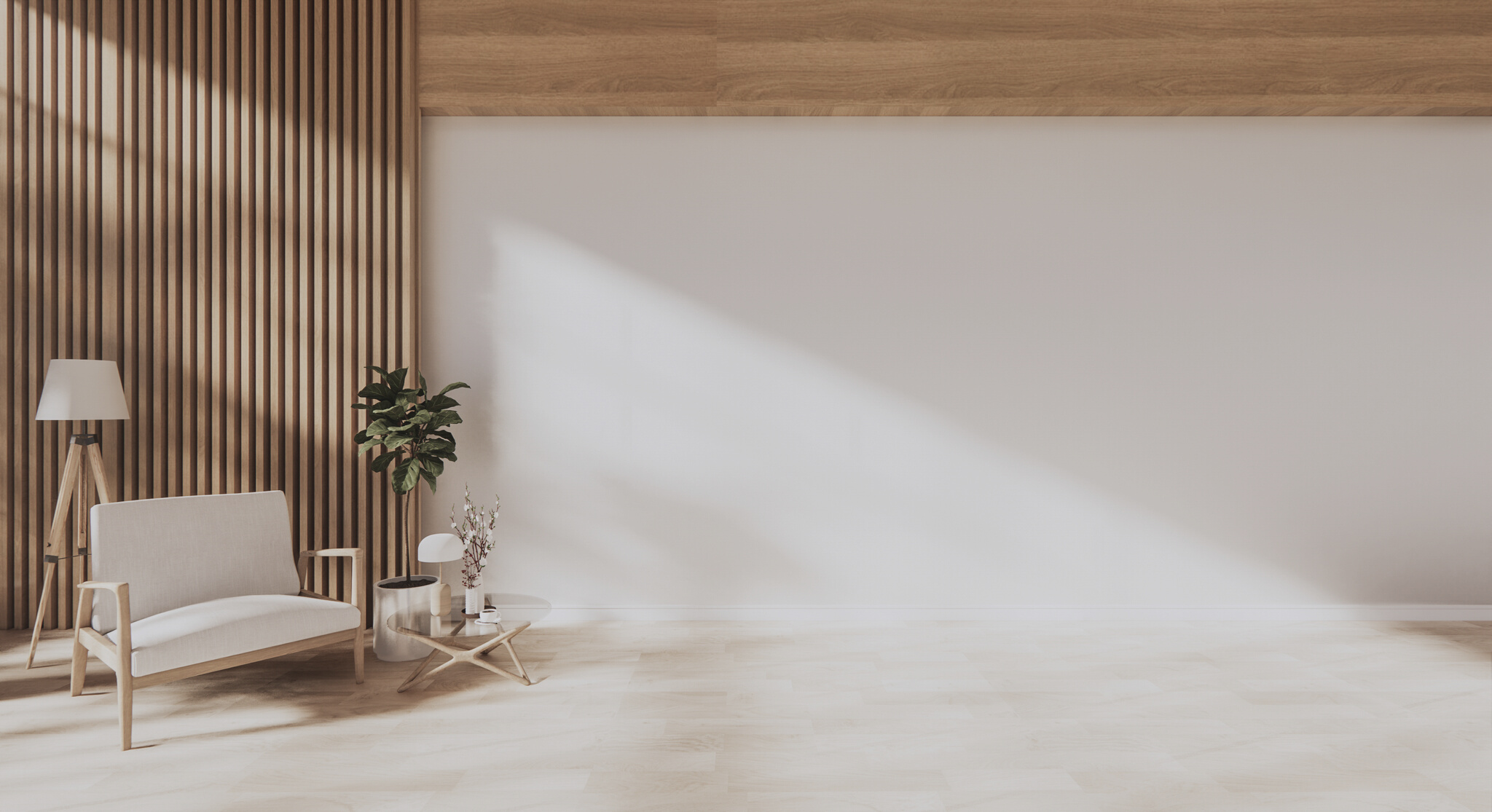 Armchair on Empty Japanese Inspired Room